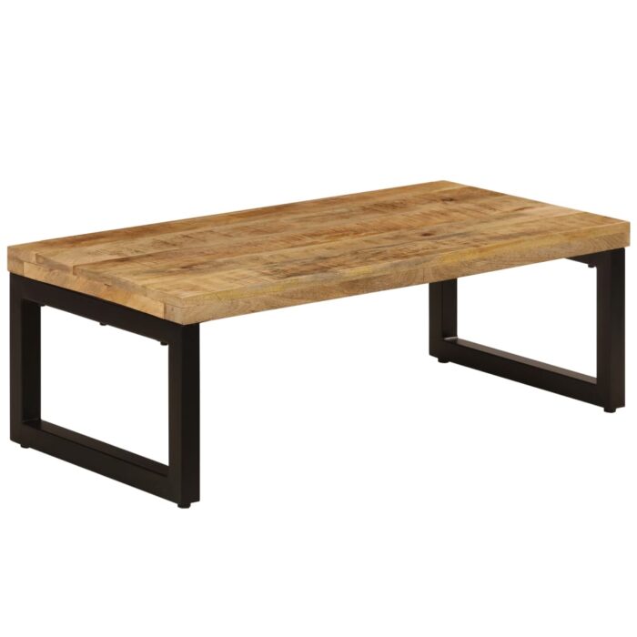 Table basse 100x50x35 cm Bois de manguier solide et acier – Image 1