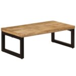 Table basse 100x50x35 cm Bois de manguier solide et acier – Image 10