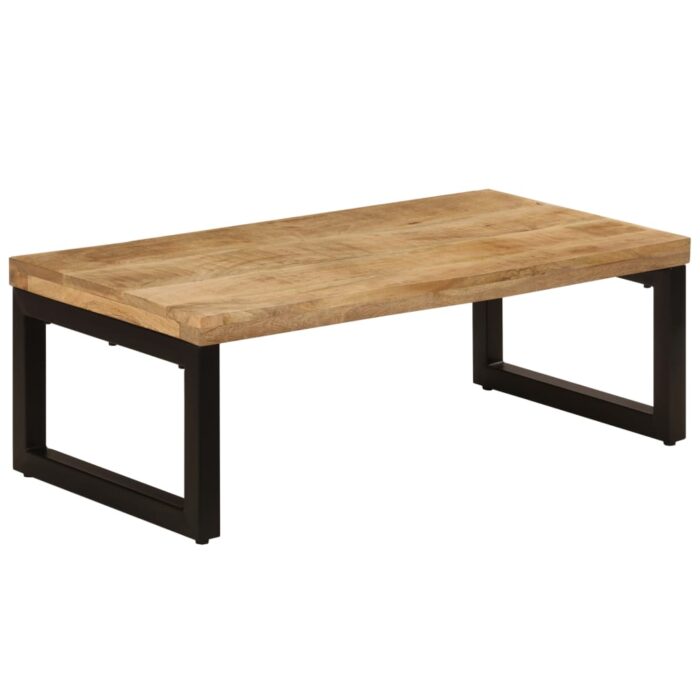 Table basse 100x50x35 cm Bois de manguier solide et acier – Image 10