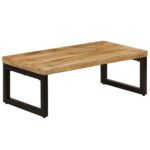 Table basse 100x50x35 cm Bois de manguier solide et acier – Image 11