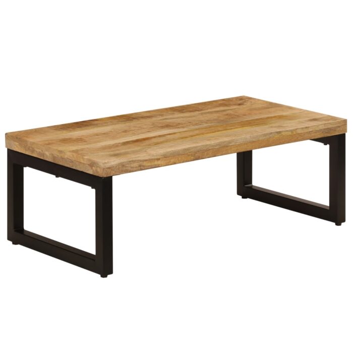 Table basse 100x50x35 cm Bois de manguier solide et acier – Image 11