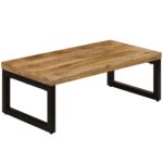Table basse 100x50x35 cm Bois de manguier solide et acier – Image 12