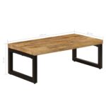 Table basse 100x50x35 cm Bois de manguier solide et acier – Image 8