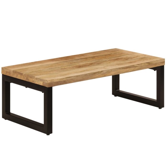 Table basse 100x50x35 cm Bois de manguier solide et acier – Image 9