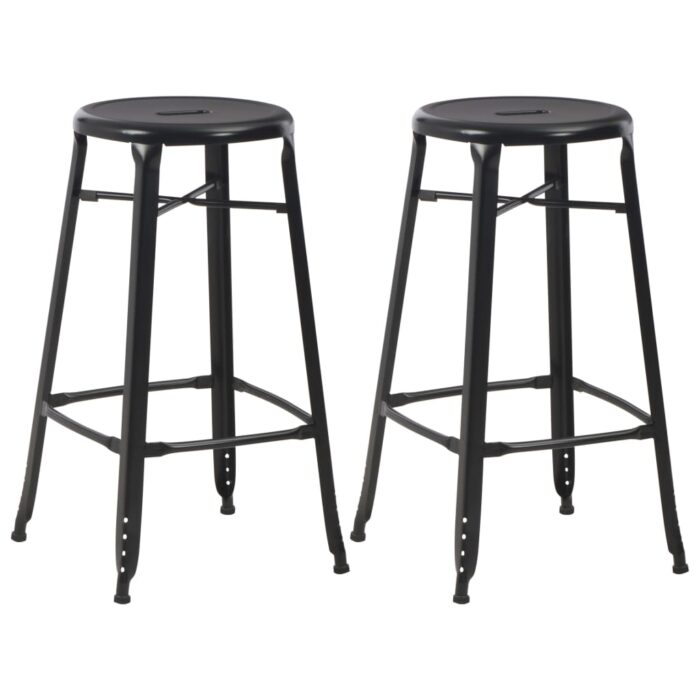 Tabourets de bar lot de 2 noir acier – Image 1