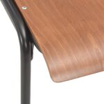 Chaises à manger lot de 4 marron contreplaqué solide et acier – Image 6