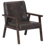 Fauteuil gris cuir véritable – Image 10