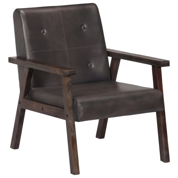 Fauteuil gris cuir véritable – Image 10