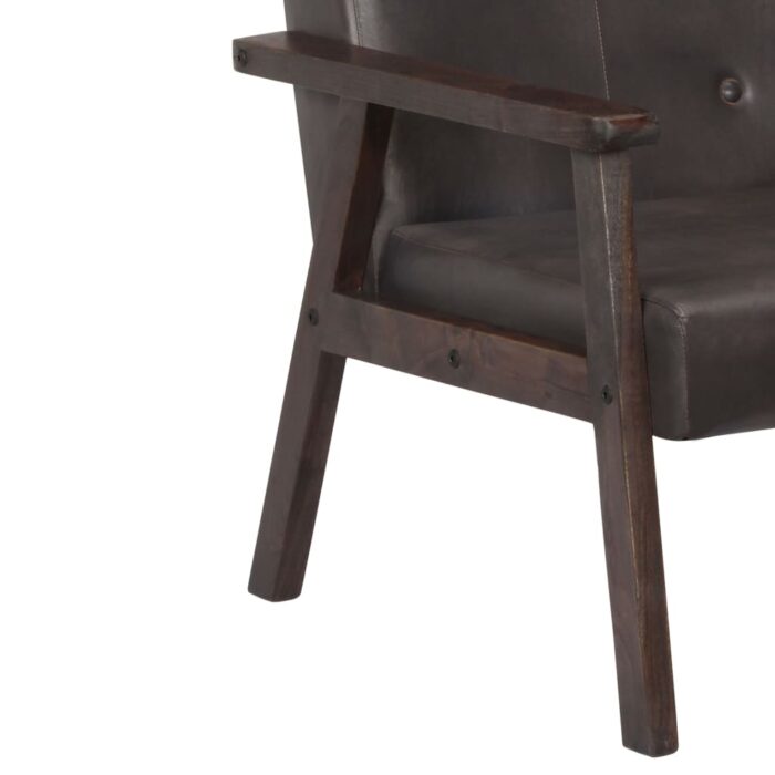 Fauteuil gris cuir véritable – Image 4