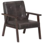 Fauteuil gris cuir véritable – Image 7