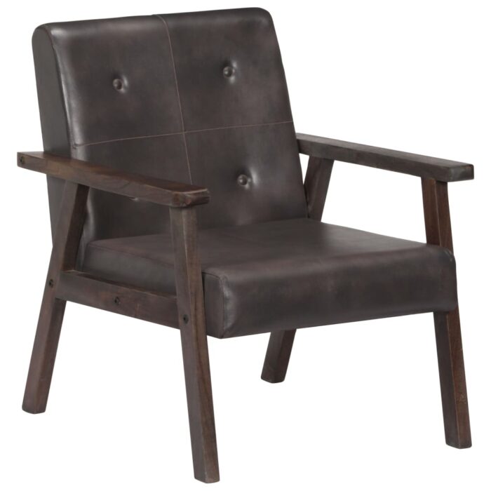 Fauteuil gris cuir véritable – Image 7