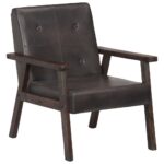 Fauteuil gris cuir véritable – Image 9