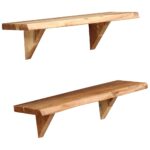 Étagères murales 2 pcs 60x20x18 cm Bois d'acacia massif – Image 10