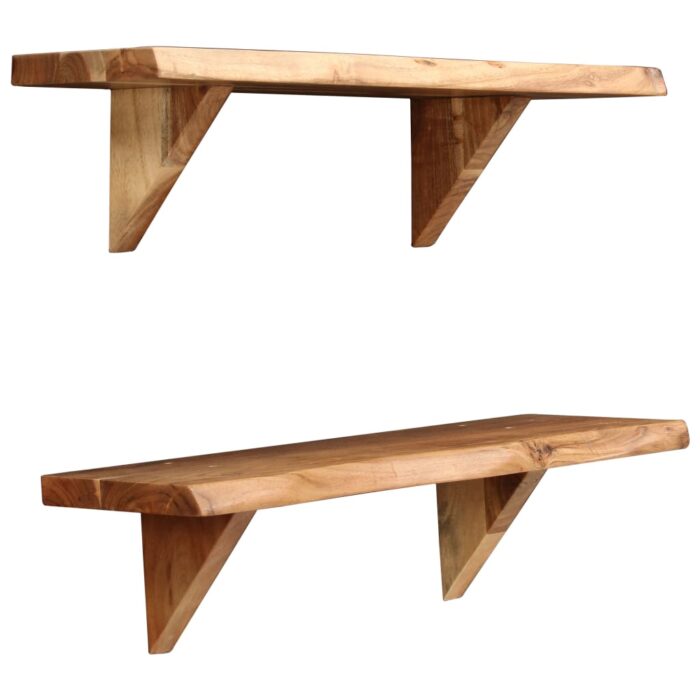 Étagères murales 2 pcs 60x20x18 cm Bois d'acacia massif – Image 2