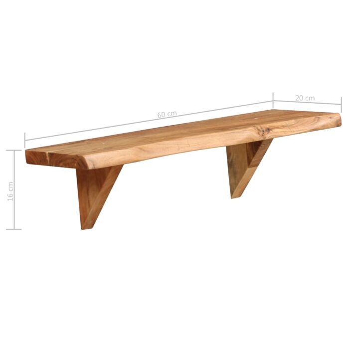Étagères murales 2 pcs 60x20x18 cm Bois d'acacia massif – Image 5