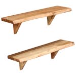 Étagères murales 2 pcs 60x20x18 cm Bois d'acacia massif – Image 6