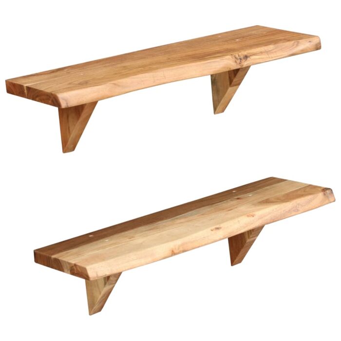 Étagères murales 2 pcs 60x20x18 cm Bois d'acacia massif – Image 6