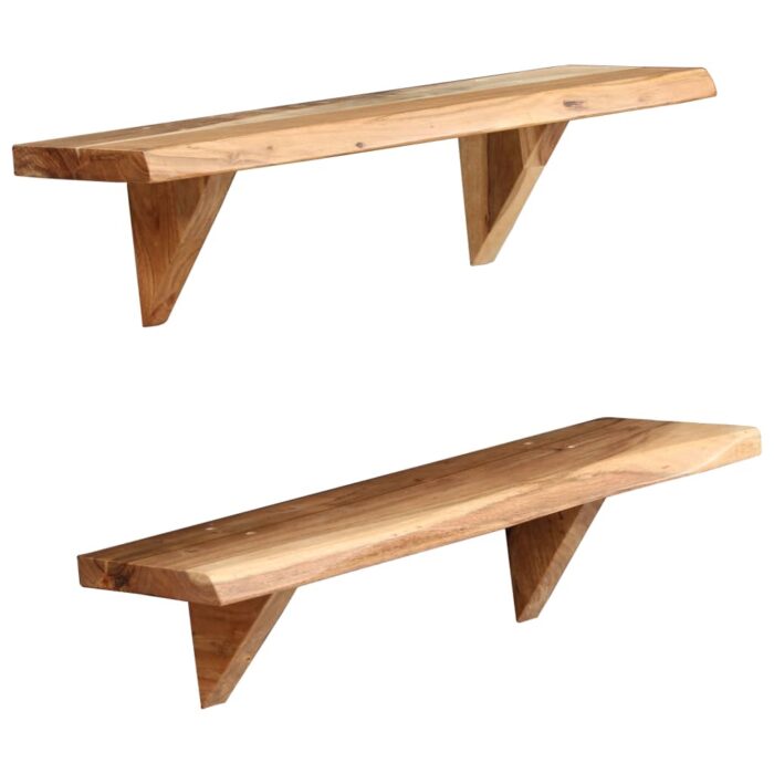 Étagères murales 2 pcs 60x20x18 cm Bois d'acacia massif – Image 7