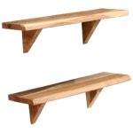 Étagères murales 2 pcs 60x20x18 cm Bois d'acacia massif – Image 8