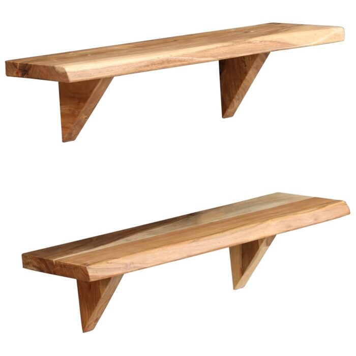 Étagères murales 2 pcs 60x20x18 cm Bois d'acacia massif – Image 8