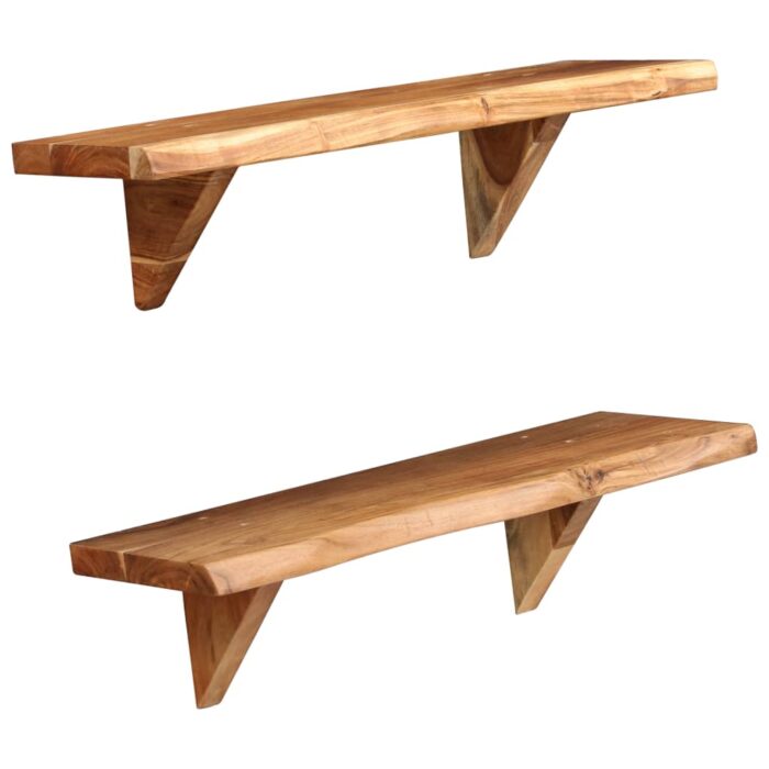 Étagères murales 2 pcs 60x20x18 cm Bois d'acacia massif – Image 9