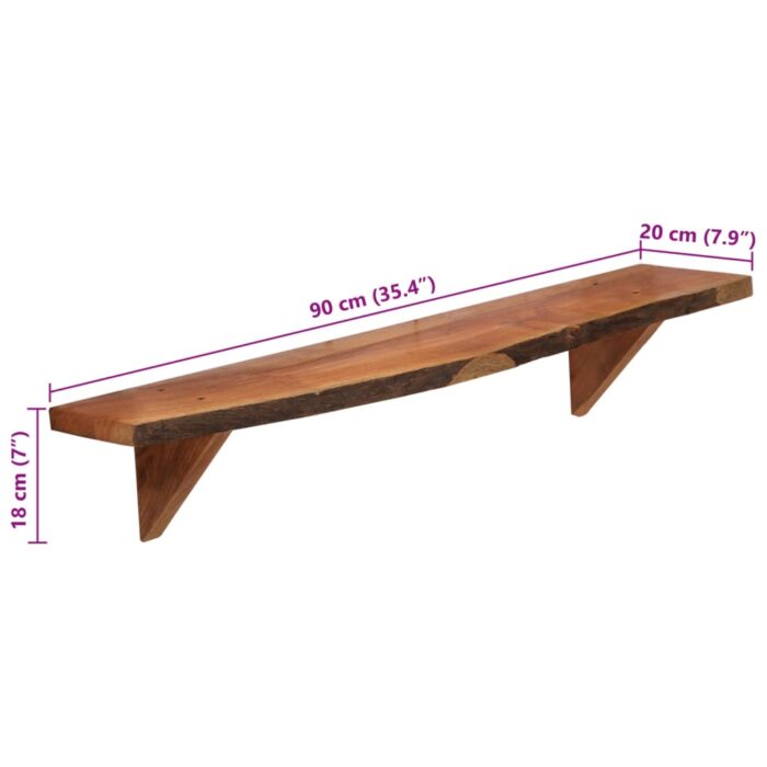 Étagères murales 2 pcs 90x20x18 cm Bois d'acacia massif – Image 10