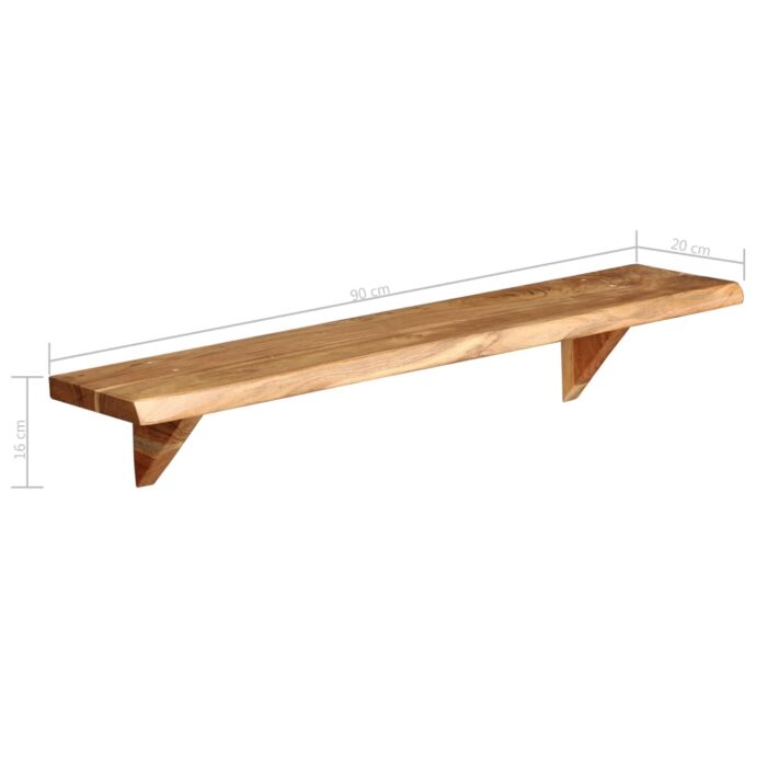 Étagères murales 2 pcs 90x20x18 cm Bois d'acacia massif – Image 4