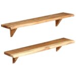 Étagères murales 2 pcs 90x20x18 cm Bois d'acacia massif – Image 6