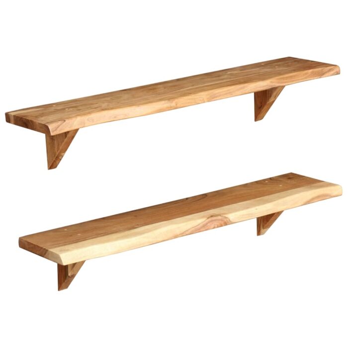Étagères murales 2 pcs 90x20x18 cm Bois d'acacia massif – Image 6