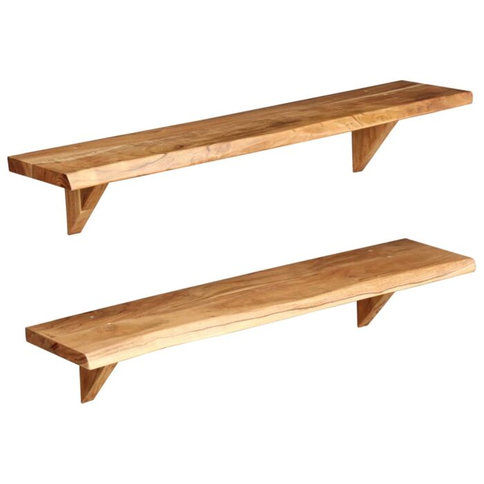 Étagères murales 2 pcs 90x20x18 cm Bois d'acacia massif – Image 7