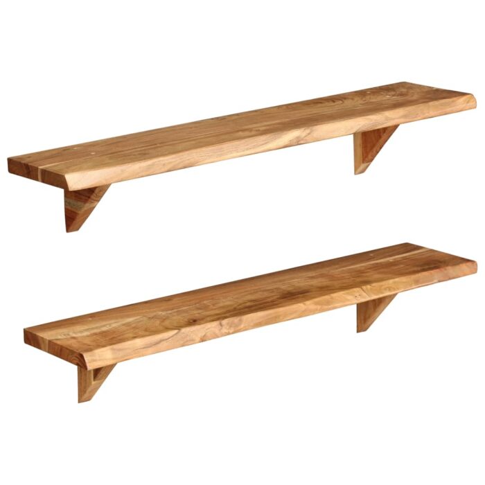 Étagères murales 2 pcs 90x20x18 cm Bois d'acacia massif – Image 9