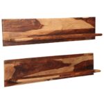 Étagères murales 2 pcs 118 x 26 x 20 cm Bois de Sesham massif – Image 6