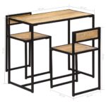 Ensemble de salle à dîner 3 pcs Bois de manguier solide – Image 8