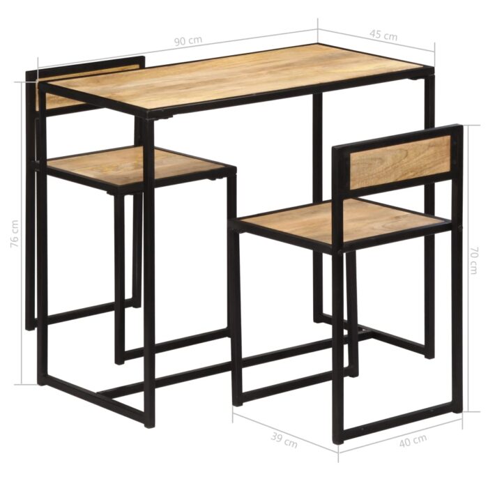 Ensemble de salle à dîner 3 pcs Bois de manguier solide – Image 8