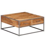 Table basse 75x75x35 cm Bois solide d'acacia – Image 3
