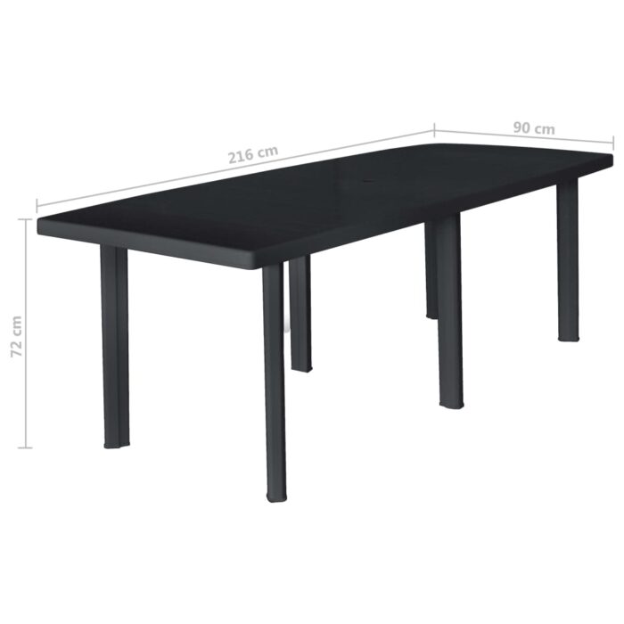 Table de jardin Anthracite 216x90x72 cm Plastique – Image 4
