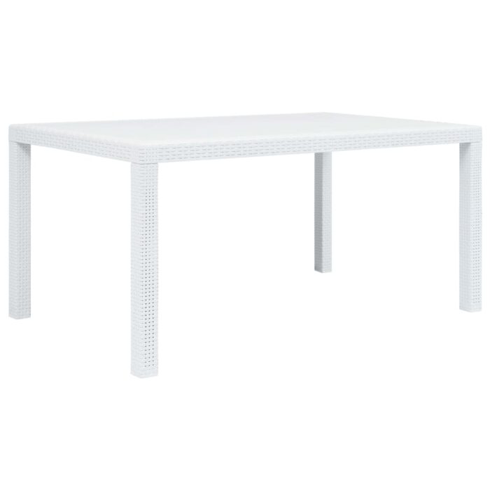 Table de jardin Blanc 150x90x72 cm Plastique Aspect de rotin – Image 1
