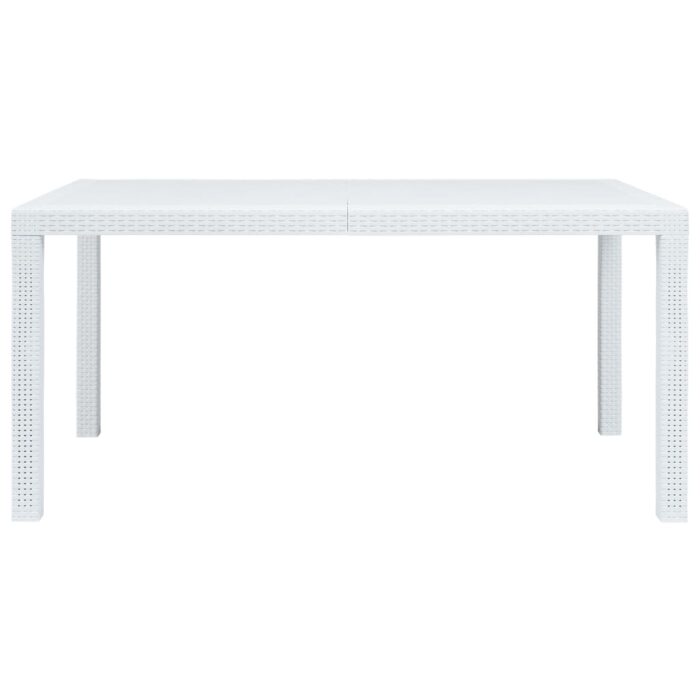Table de jardin Blanc 150x90x72 cm Plastique Aspect de rotin – Image 2