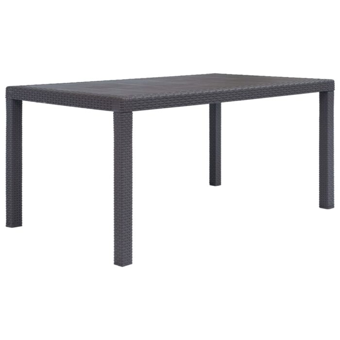 Table de jardin Marron 150x90x72 cm Plastique Aspect de rotin – Image 1