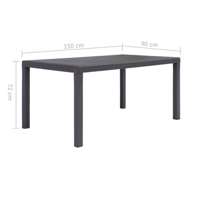 Table de jardin Marron 150x90x72 cm Plastique Aspect de rotin – Image 4