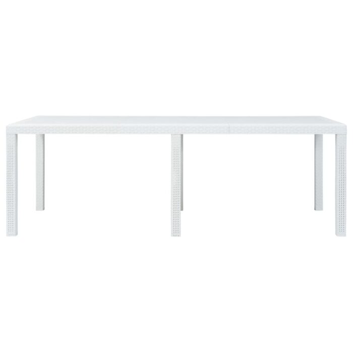 Table de jardin Blanc 220x90x72 cm Plastique Aspect de rotin – Image 2
