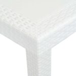 Table de jardin Blanc 220x90x72 cm Plastique Aspect de rotin – Image 3