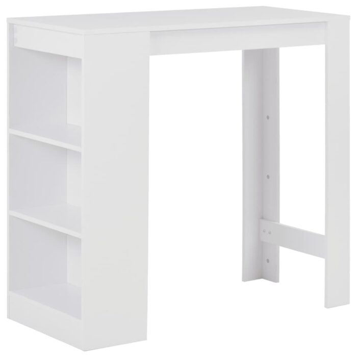 Table de bar avec étagère Blanc 110x50x103 cm – Image 1