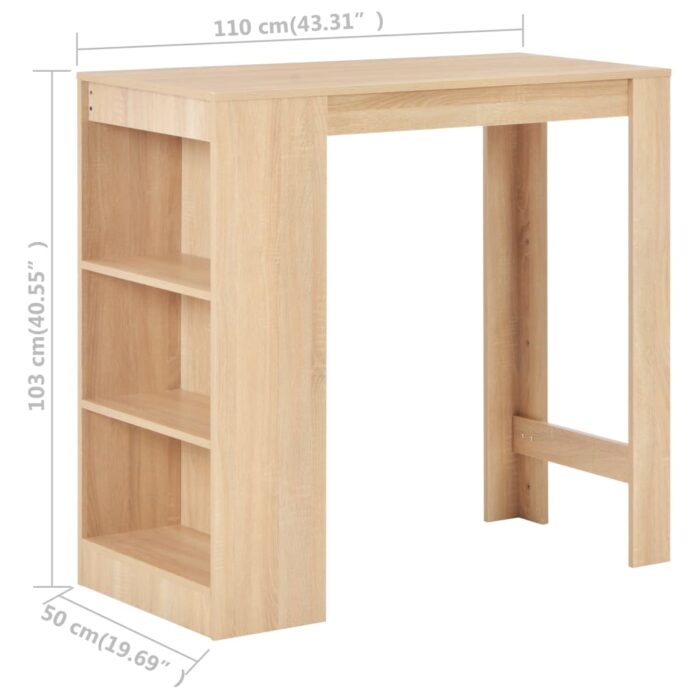 Table de bar avec étagère Chêne 110x50x103 cm – Image 5