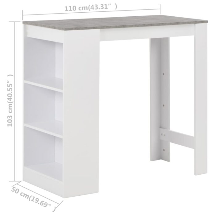 Table de bar avec étagère Blanc 110x50x103 cm – Image 5