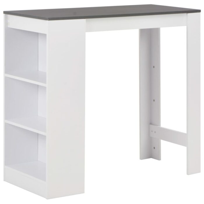 Table de bar avec étagère Blanc 110x50x103 cm – Image 1
