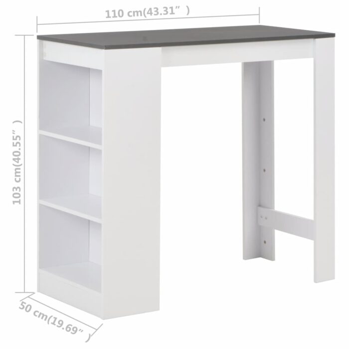 Table de bar avec étagère Blanc 110x50x103 cm – Image 5