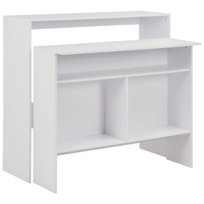 Table de bar avec 2 dessus de table Blanc 130x40x120 cm – Image 1
