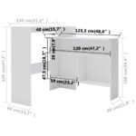 Table de bar avec 2 dessus de table Blanc 130x40x120 cm – Image 10