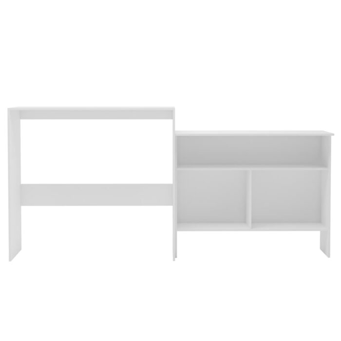 Table de bar avec 2 dessus de table Blanc 130x40x120 cm – Image 2